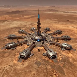 A super detailed futuristic Mars colony, aerial shot, mood lighting, Behance, digital art, trending on Artstation, 4k, by Vincent Di Fate