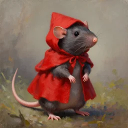a bipedal rat wearing red riding hood costume, fantasy art, trending on artstation, oil on canvas