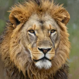 photorealistic painting of a lion face