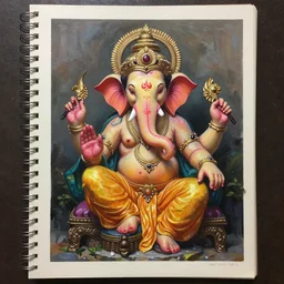 asset sheet, material study ( caricature ) ganesh ( mark ryden, hildebrandt ) ( lofi, high detail ) ( oil paint on canvas )