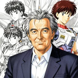 portrait of [ romano prodi ] painted in miyazaki color style drawn by katsuhiro otomo and takato yamamoto, high detail, intricate linework, sharp, still shot from gurren lagann, mecha design, manga and anime
