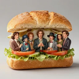 bread roll sandwich shaped like seth rogen gorgeous lighting by weta studio, mucha, bautista and norman rockwell and greg rutkowski and tom bagshaw and james gurney and lucasfilm