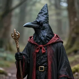A portrait of a crow dressed as a wizard, UHD, 4K