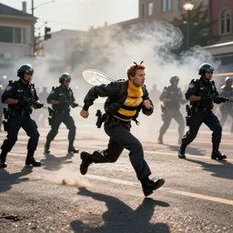 barry bee benson flees from several riot police