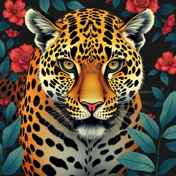 a beautiful painting leopard, by ukiyo - e award - winning art color screen printing