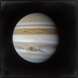 Consumed daguerrotipe of a spaceship on jupiter