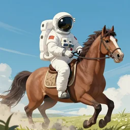 sitting astronaut under the horse that riding, artstation
