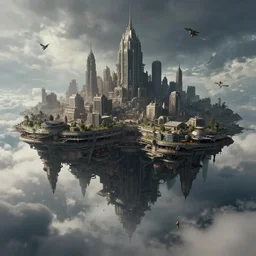 huge city, floating city on clouds, by wayne barlowe, peter mohrbacher, kelly mckernan, epic scene, 4 k, dark fantasy, environment, unreal engine 5, detailed