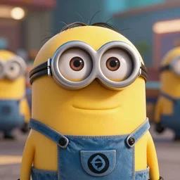 funny minion dwayne johnson avatar, clear focus, close look, bokeh effect, high res, professional, cinematic