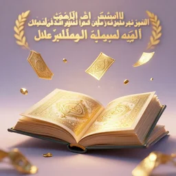 pages of the quran falling down, gold filigree, romantic storybook fantasy, soft cinematic lighting, award, pastel color palette, featured on artstation