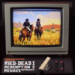 red dead redemption 2 in the style of a commodore 6 4 game