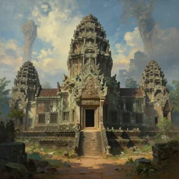 a beautiful painting of a ancient temple on another world by sam spratt | wide angle | unreal engine :. 3