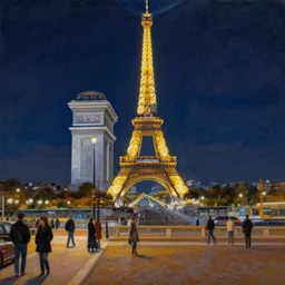 paris at night in 1 9 5 6, painting, ultra detailed