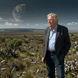Sir David Attenborough on a distant heavily vegetated planet, 4k, bbc documentary, natural history