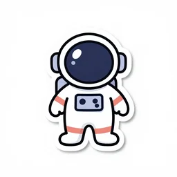 cute astronaut sticker art, plain white background