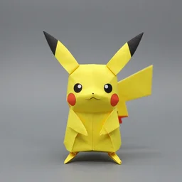 Pikachu origami folding, studio lighting