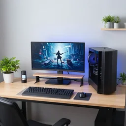 what do you think of my battlestation, pc gaming, led lights, desk, plants, interior design