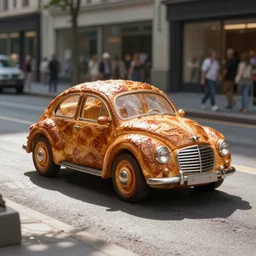 street view image a car made of croissant