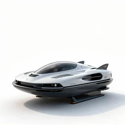 futuristic hovercraft, commercial catalog photo, isolated on a pure white background, centered, entire object in frame, sharp focus, soft studio lighting