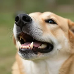 dog with human teeth