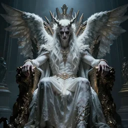 lucifer, lord of flies sitting in he's throne, realism, a lot of details, scary, epic, high definition