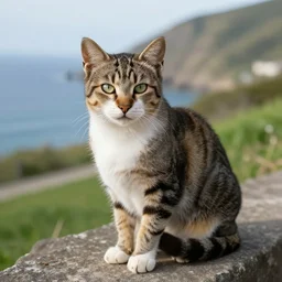 a cat on punta larici, photorealistic