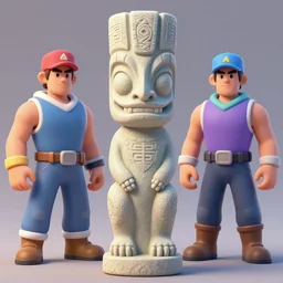 a tiki in the style of constantin brancusi and studio gibli, octane, 4k, detailed, pastel, symmetrical, digital painting, in the style of brawl stars, in the style of overwatch, octane render, artstation