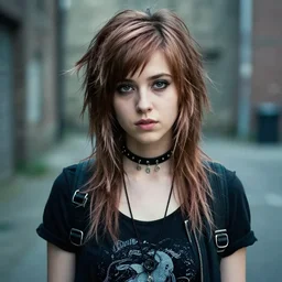 a portrait of a pretty sewer punk young lady by david finch