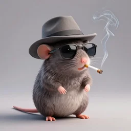 a rat in a hat and sunglasses smoking a cigarette, a 3 d render by keos masons, cgsociety, verdadism, daz 3 d, rendered in maya, vray