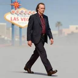 portrait of randall flagg, the walking dude grandstanding in las vegas. art by gaston bussiere.