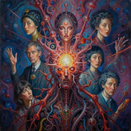 complex detailed being of blood astronomer, futuristic, sharp focus, tim hildebrandt, laurie greasley, victo ngai, bruce pennington, donato giancola, trending on artstation, very intricate cinematic composition, beautiful psychedelic dmt lighting, hyper detailed, 8 k, oil on canvas