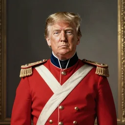Donald Trump dressed as a British redcoat, royal painting, highly detailed