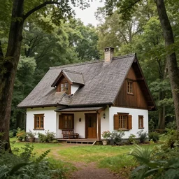 very beautiful house in the forest