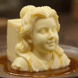 aunt jemima carved butter sculpture, maple syrup highlights, realistic, highly detailed, cinematic