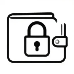 a simple logo, vector drawing or a wallet, secure, linked