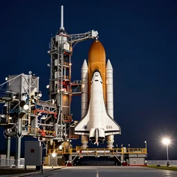 saturn v with space shuttle on launch padat nasa's kennedy space center ( ksc ) in florida