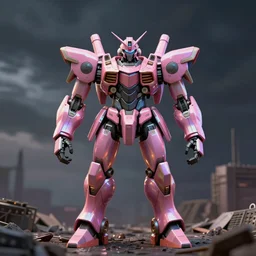 hyperrealistic 3d render full mecha iridescent pink peace sign dramatic landscape concept art vray ute osterwald de chirico sharp cinematic very moody light 8k low angle shallow depth of field