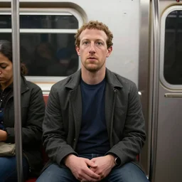 mark zuckerberg as a beggar in the new york subway, 4 k, ultra realism, photorealism, 5 0 mm, unreal engine