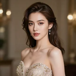 a fantasy photo of gorgeous russian female, evening gown, bokeh, medium shot, beautiful face, professionally retouched, soft lighting, realistic, smooth face, perfect eyes, sharp focus, 8 k realistic high definition, insanely detailed, intricate, elegant, art by artgerm and kyoung hwan kim