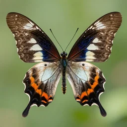 professional photograph of a bird with butterfly wings, 8K, HD, highly detailed