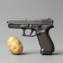 A Glock gun made out of potatoes.