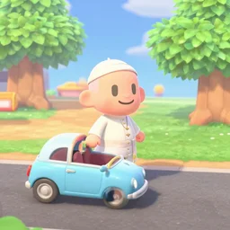 pope francis visits animal crossing village with his popecar