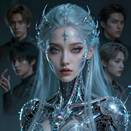 alien cybernetic holographic princess, detailed portrait, intricate complexity, by greg rutkowski, artgerm, ross tran, conrad roset, takato yomamoto, ilya kuvshinov. 4 k, beautiful, cinematic dramatic atmosphere