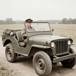a rare 1 9 4 4 war photograph of a person in a jeep