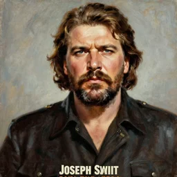 portrait of joseph stalin as an action hero on a movie poster from the 80s, oil painting
