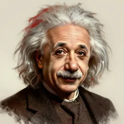 portrait of a young ruggedly handsome but joyful albert einstein, male, masculine, upper body, red hair, long hair, d & d, fantasy, fierce, sharp features, intricate, elegant, highly detailed, digital painting, artstation, concept art, matte, sharp focus, illustration, art by artgerm and greg rutkowski and alphonse mucha