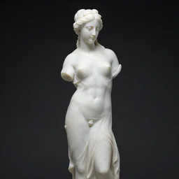 female statue made of marble, studio light, dark background, 3 5 mm photography