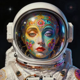 An extremely psychedelic experience, colorful, surreal, dramatic lighting, cosmonaut, LSD, face, detailed, intricate, elegant, highly detailed, digital painting, artstation, concept art, smooth, sharp focus, illustration, art by Sam Spratt, Dan Mumford, Artem Demura and Alphonse Mucha