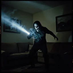 kodak portra 4 0 0, horror demon evil transparent smoke attacks in living room interior photo shot on iphone, dynamic pose, close body shot, sharp focus, grainy, corpse, paranormal, long exposure, flashlight, night, total darkness, poltergeist, aberrations,