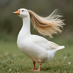 goose with flowing blonde hair